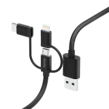 Hama Kábel - 201536 (3in1, Micro USB/USB-C/Lightning, USB 2.0, 1,5m, fekete)