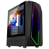 Spirit of Gamer Számítógépház - INFINITY Black (fekete, ablakos, 8x12cm ventilátor, alsó táp,  ATX, 1xUSB3.0, 2xUSB2.0)