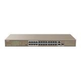 Tenda Switch PoE - TEF1126P-24-250W V2.0 (24x100Mbps; 2x1Gpbs; 1xSFP Combo; 24 af/at PoE+ port; 250W)
