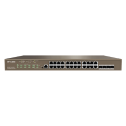 IP-COM Switch Vezérelhető PoE - G5328P-24-410W (L3; 24x1Gbps + 4xSFP port; 24 af/at PoE+ port; 370W; rack-mount)